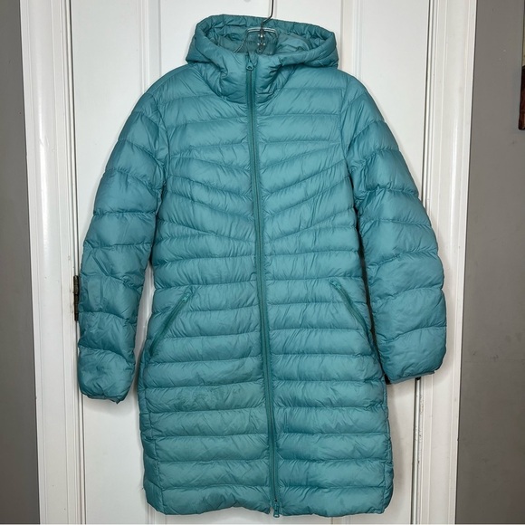 Land’s End Turquoise Down Puffer Jacket - Picture 1 of 14